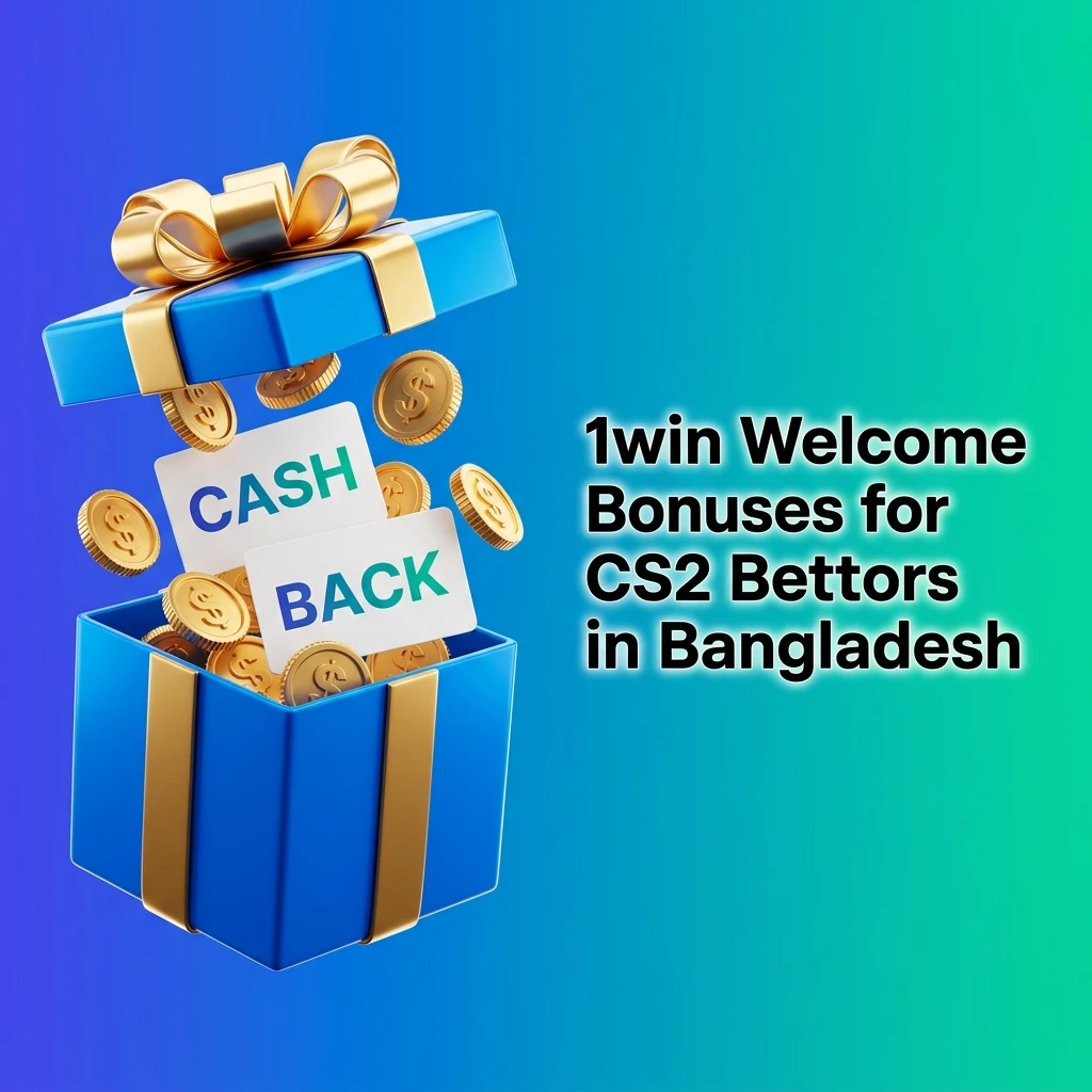 1win welcome bonus offer for CS2 bettors in Bangladesh showing deposit bonuses up to 500% and 240,000 BDT