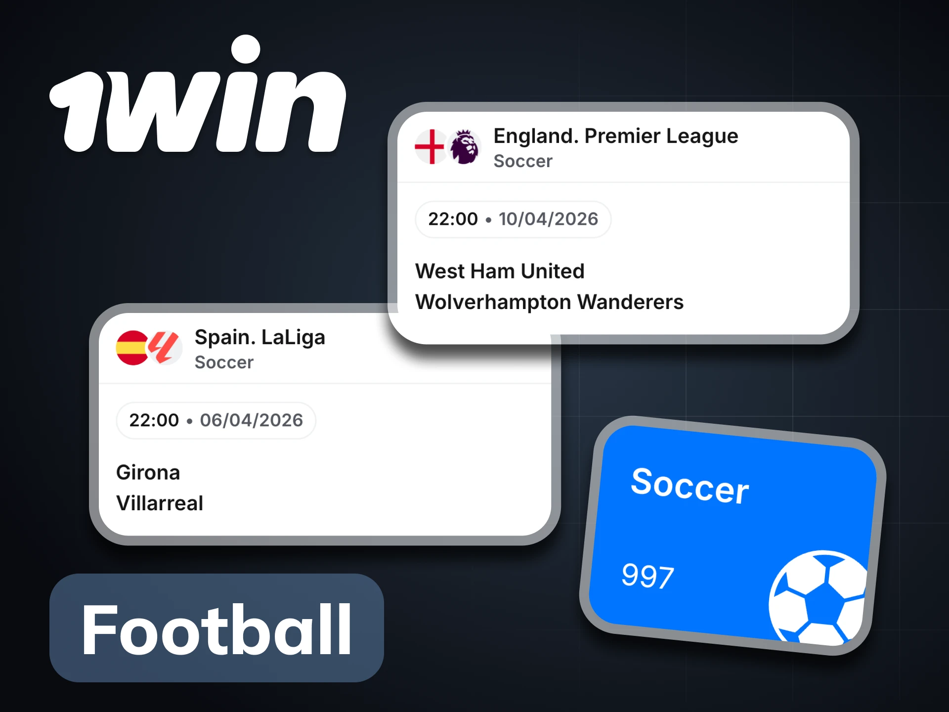1Win offers you various football betting options to bet.