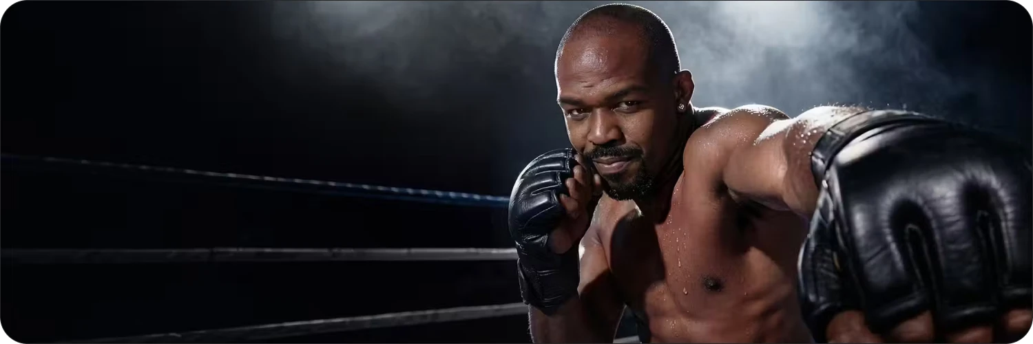 1Win with ambassador Jon Jones.